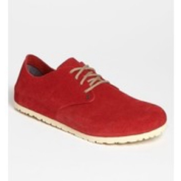 Birkenstock Main lace up Derby shoes red suede unisex sizing - Picture 1 of 8